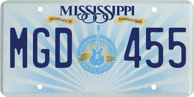 MS license plate MGD455
