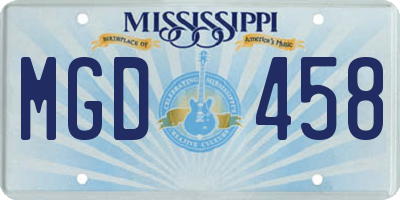 MS license plate MGD458