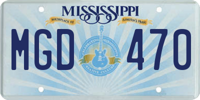 MS license plate MGD470