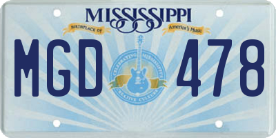 MS license plate MGD478