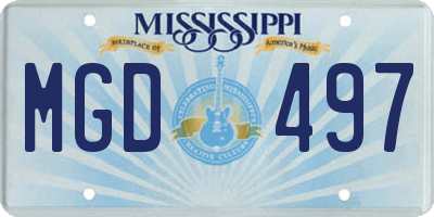 MS license plate MGD497