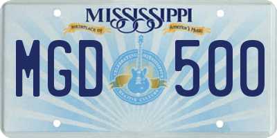MS license plate MGD500