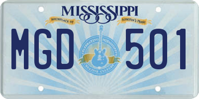MS license plate MGD501