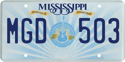 MS license plate MGD503