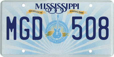 MS license plate MGD508