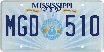 MS license plate MGD510