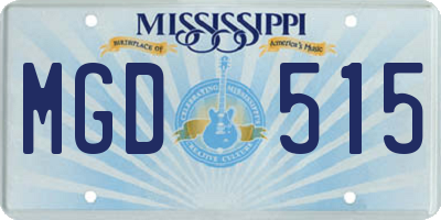 MS license plate MGD515