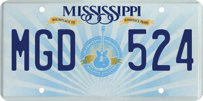MS license plate MGD524