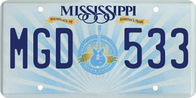 MS license plate MGD533