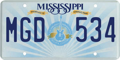 MS license plate MGD534