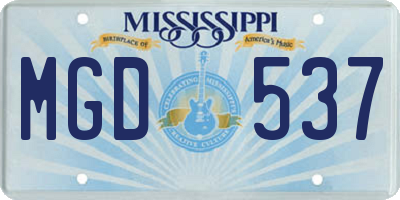 MS license plate MGD537