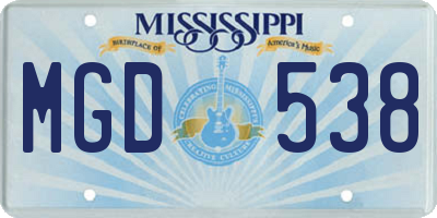 MS license plate MGD538