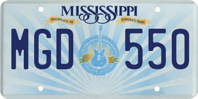 MS license plate MGD550