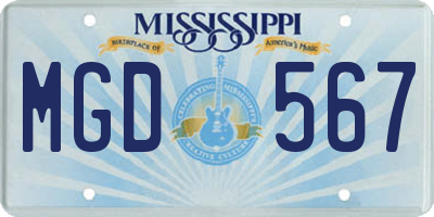 MS license plate MGD567