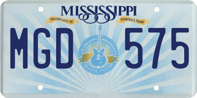 MS license plate MGD575