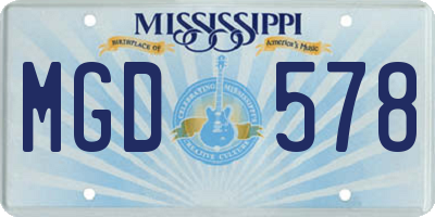 MS license plate MGD578