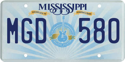 MS license plate MGD580