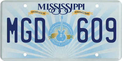 MS license plate MGD609