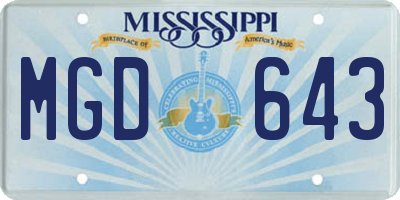 MS license plate MGD643