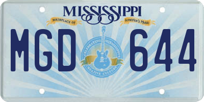 MS license plate MGD644