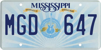 MS license plate MGD647