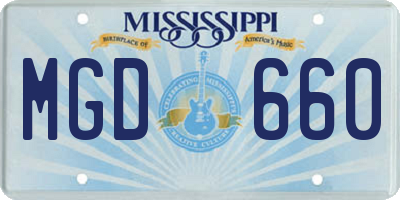MS license plate MGD660