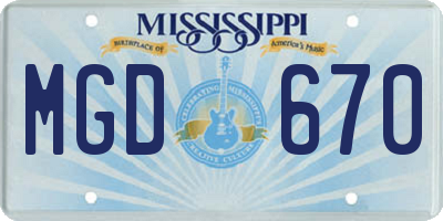 MS license plate MGD670
