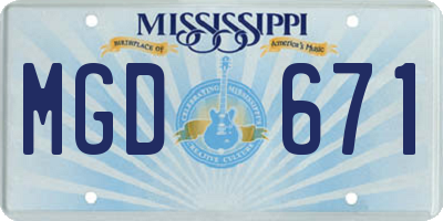 MS license plate MGD671