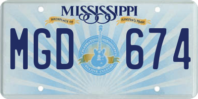 MS license plate MGD674