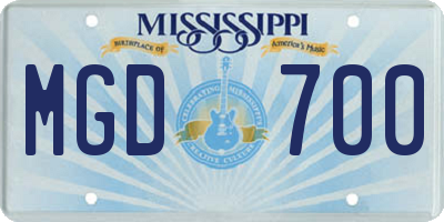 MS license plate MGD700