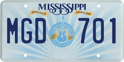 MS license plate MGD701