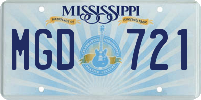 MS license plate MGD721