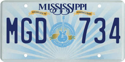 MS license plate MGD734