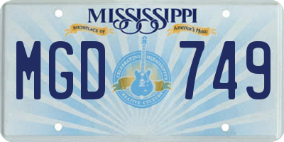 MS license plate MGD749