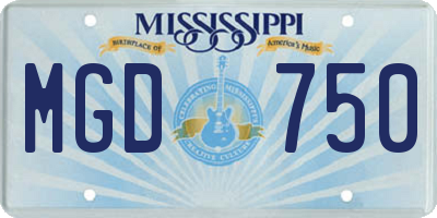 MS license plate MGD750