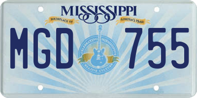 MS license plate MGD755