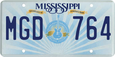MS license plate MGD764