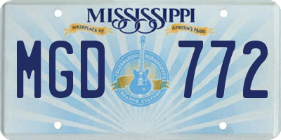 MS license plate MGD772