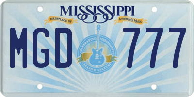 MS license plate MGD777