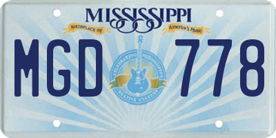 MS license plate MGD778