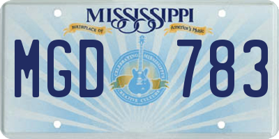 MS license plate MGD783