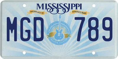 MS license plate MGD789