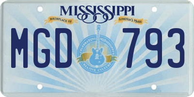 MS license plate MGD793
