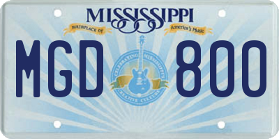 MS license plate MGD800