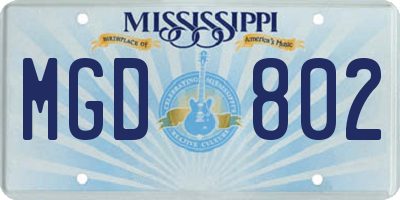 MS license plate MGD802