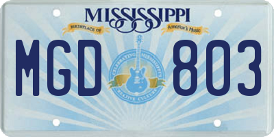 MS license plate MGD803