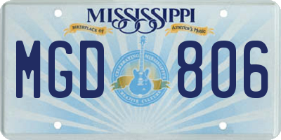 MS license plate MGD806