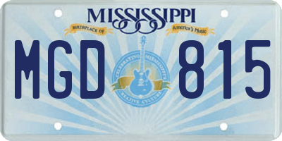 MS license plate MGD815