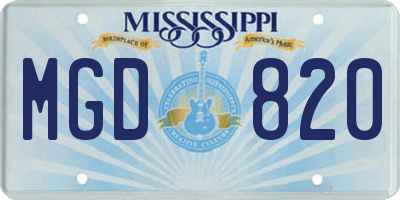 MS license plate MGD820