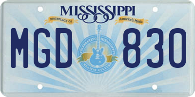 MS license plate MGD830